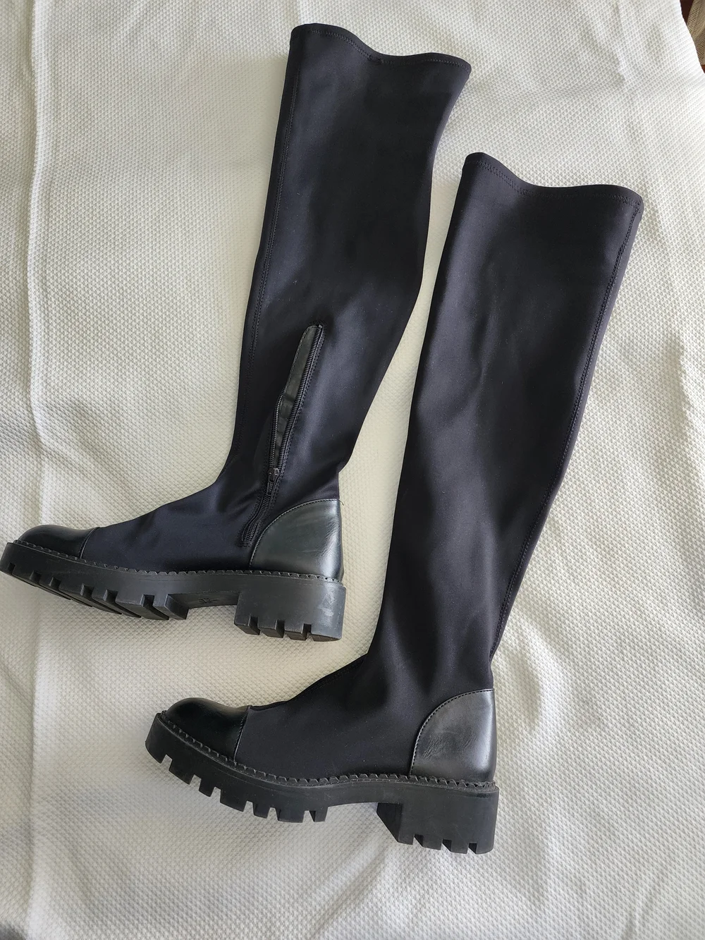 Zara Black Over-the-Knee Flat Boots